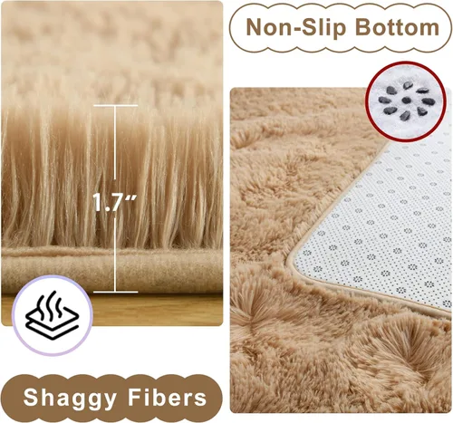 Miniatura 5 de Ompaa Alfombra Esponjosa, Alfombras de Área Súper Suaves y Peludas para Dormitorio y Sala de Estar - 6' x 9' Alfombra Grande de Felpa Peluda Shag