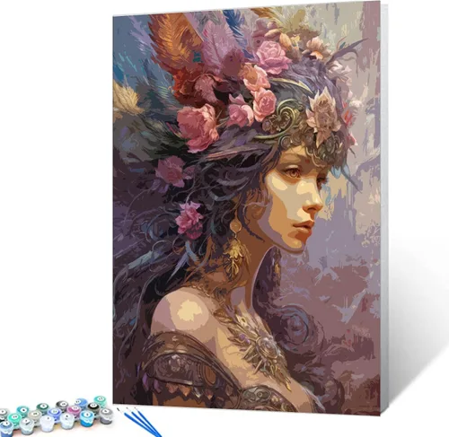 Miniatura 17 de Tucocoo Kit de pintura por números de flores para mujer, con pinceles y pigmento acrílico sobre lienzo para adultos, proyecto de manualidades