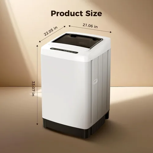 Miniatura 9 de Lavadora portátil de 1.0 pies cúbicos, lavadora de capacidad totalmente automática con 10 programas de lavado, 6 niveles de agua y bomba de drenaje