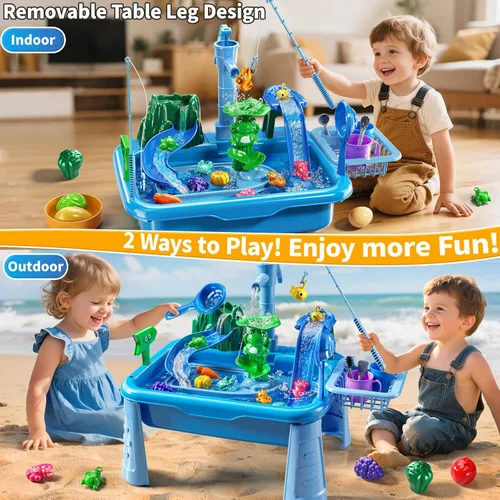 Miniatura 3 de Mesa de Agua para Niños Pequeños 1-3 - Fregadero de Juego para Niños con Bomba y Agua Corriente, Mesa de Agua para Niños de 4-8 Años