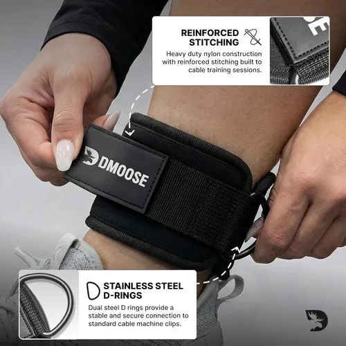 Miniatura 5 de DMoose Fitness Ankle Strap for Cable Machine - One Size Fit with Premium Padding Cuffs, Ankle Bands for Working Out, Booty Workouts, Leg Extension