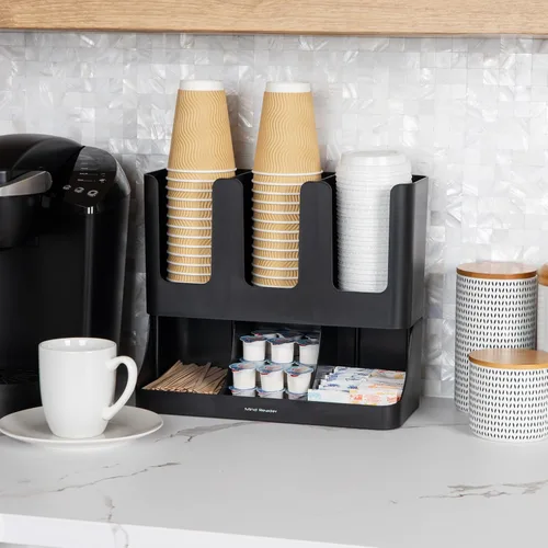 Miniatura 2 de Mind Reader "Flume" Organizador con 6 compartimientos para condimento y tazas, ninguno , Negro
