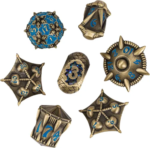Miniatura 11 de UDIXI Juego de dados de metal de 7 troqueles, juego de dados poliédricos DND para juegos de rol y otros juegos de mesa (cobre antiguo)
