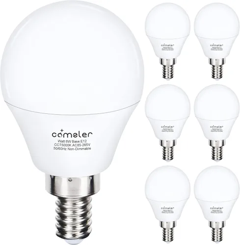 Miniatura 11 de comzler - Bombillas LED para ventilador de techo, bombillas de candelabro - Equivalente a 60 W, 4000 K, luz blanca fría, base E12 de candelabro