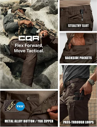 Miniatura 126 de CQR – Pantalones tácticos elásticos tipo cargo para hombre, resistentes al agua, de tela ripstop (antidesgarros), ligeros, ideales para uso diario
