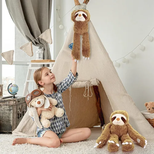 Miniatura 6 de Queekay 2 Paquetes de Peluches de Perezoso Colgantes de 18 Pulgadas, Perezoso de Tres Dedos con Manos de Velcro para Adolescentes y Adultos, Regalos
