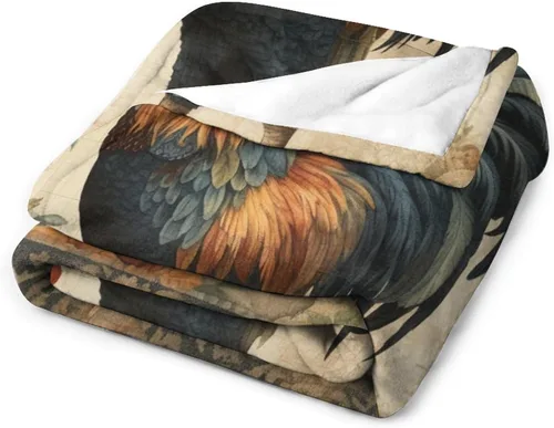 Miniatura 3 de Manta de gallo con encanto de campo, manta de forro polar de felpa de 30 x 40 pulgadas, manta de franela súper suave para decoración de sofá, cama