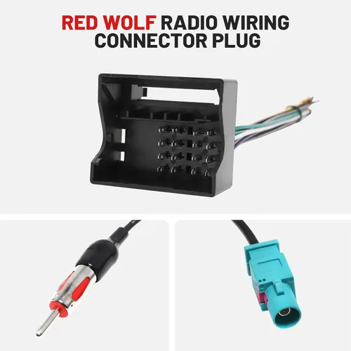 Miniatura 3 de RED WOLF Arnés de cableado estéreo con adaptador de antena Fakra para BMW 3/5, Volkswagen 2004-2015, Audi 2002-2010 Mercedes-Benz 2007-2015 Montaje