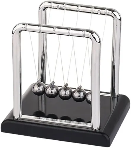 Miniatura 6 de Newtons - Bolas de equilibrio de cuna, bolas de péndulo de 5 bolas con base negra, péndulo de cuna de Newtons, decoración de escritorio para Negro 5