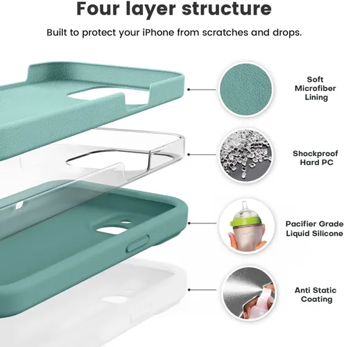 Miniatura 2 de Vooii Compatible con iPhone 15, silicona líquida Defender mejorada, protección mejorada de la cámara, forro de microfibra antiarañazos suave, funda