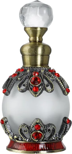 Miniatura 8 de YU FENG Botella de perfume de cristal antiguo de 15 ml, botella pequeña con flor embellecida, redonda, recargable, elegante, retro, botella de Morado