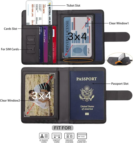 Miniatura 3 de Melsbrinna - Funda para pasaporte, ranuras para tarjetas, bonita funda para pasaporte para mujeres/hombres, resistente al agua con bloqueo RFID