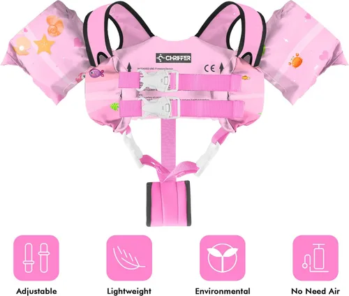 Miniatura 2 de Chriffer - Chaleco salvavidas para niños de 30 a 55 libras, flotadores con arnés de hombro con alas de brazo para niños y niñas de 2, 3, 4, 5, 6, 7