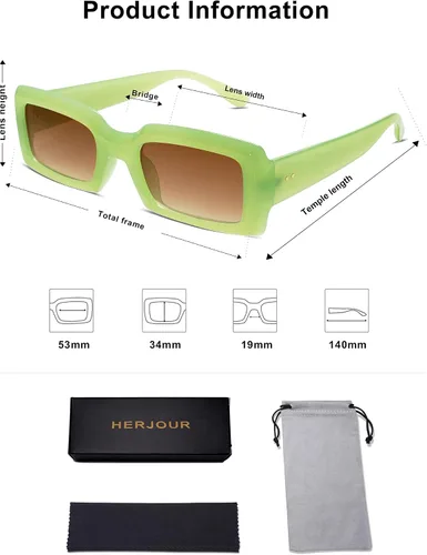 Miniatura 5 de Allarallvr Gafas de sol rectangulares de moda para mujeres y hombres, persianas cuadradas vintage de los años 90, marco grueso, gafas de sol nude