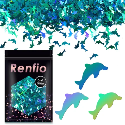 Miniatura 19 de Renfio Rompecabezas holográfico de 1.75 onzas, 1.76 oz, confeti con purpurina, formas de rompecabezas, mezcla de colores, lentejuelas gruesas