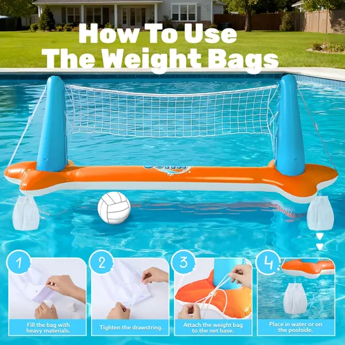 Miniatura 5 de JOYIN Juego de flotador inflable para piscina, red de voleibol y aros de baloncesto, juguete flotante de natación para niños y adultos, flotadores