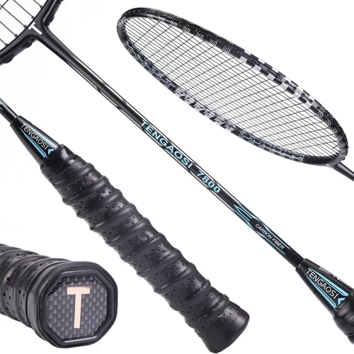 Miniatura 4 de Professional Badminton Rackets Set of 4 Sports Outdoor Backyard or Indoor Badminton Game Set with Shuttlecocks- Includes 4 Black Rackets, 12 Duck