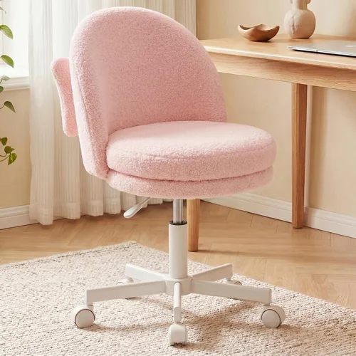 GTRACING Silla de oficina alta de terciopelo con ruedas, sillas de tocador con respaldo, altura versátil: de oficina a taburetes de bar, silla de