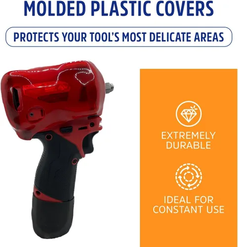 Miniatura 3 de Protoco JB-65 Funda protectora para llave de impacto rechoncha Milwaukee M12-2554/2555 (3/8" o 1/2"), cubierta de herramientas, color rojo