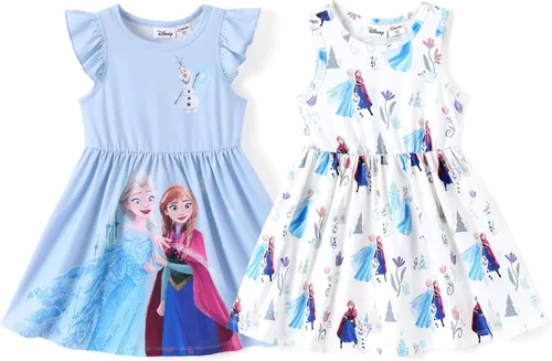 Miniatura 18 de Disney Frozen Elsa - Vestido de princesa Minnie Mouse Stitch para niña, paquete de 2 unidades, manga larga con volantes, conjunto de disfraz de 2 a