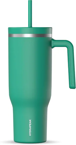 Miniatura 11 de Hydrapeak Voyager Vaso de 40 oz con Asa y Tapa con Pajita Botella de Agua Reutilizable de Acero Inoxidable Taza de Viaje Compatible con Portavasos