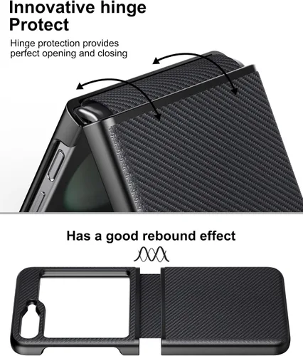 Miniatura 2 de Foluu Funda protectora delgada para Samsung Galaxy Z Flip 5 con protección de bisagra, correa de goma de piel sintética + carcasa de policarbonato