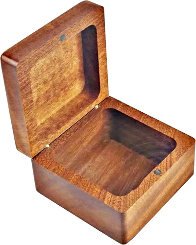 Miniatura 3 de Joyería cuadrada de madera de sapele hecha a mano y reloj decorativo para boda, Navidad, caja de regalo de cumpleaños