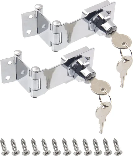 2 Pack de Cerraduras de Puerta con Pestillo Plegable, Cerradura de Cajon de Escritorio de Acero Inoxidable Sólido 304, para Cajones de 90 Grados y