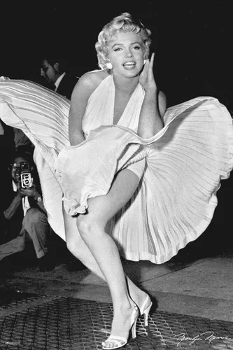 Miniatura 2 de Póster laminado Marilyn Monroe vestido soplando imagen sexy en blanco y negro, imagen retro vintage clásica de estrella de cine de Hollywood