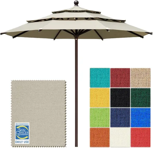 Miniatura 62 de EliteShade USA Sombrilla de Mercado de 10 Años Sin Decoloración de 9 Pies 3 Niveles Sombrilla de Patio Sombrilla de Mesa para Exteriores con Beige