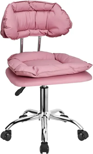 Miniatura 10 de JOSTZHXIN Respaldo de taburete rodante, acolchado de asiento grueso, silla rodante resistente para oficina en casa, silla giratoria de altura Gris