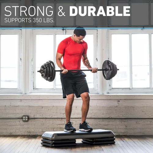Miniatura 3 de La Plataforma de Ejercicio STEP Original, Escalón de Tamaño de Gimnasio para Ejercicio en Casa con 4 Elevadores Apilables para Ajustes de Altura Rosa