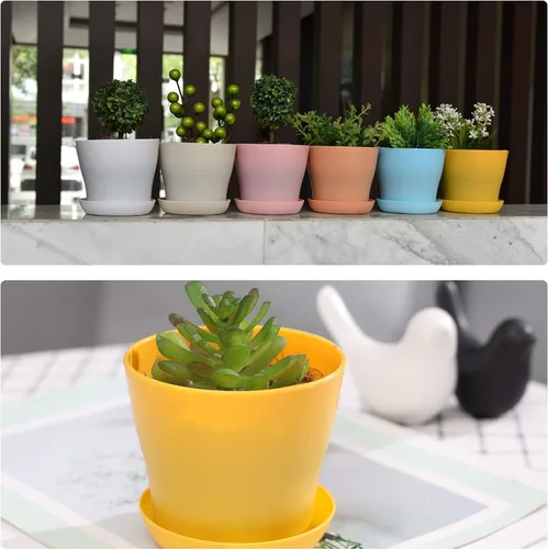 Miniatura 6 de JERIA Paquete de 16 macetas de plástico de 4 pulgadas para plantas de semillero grueso, macetas de vivero, macetas coloridas para plantas de flores