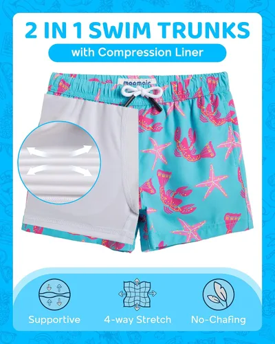 Miniatura 2 de maamgic Traje de baño para niños con forro de compresión, elástico en 4 direcciones, secado rápido, pantalones cortos de natación para niños pequeños