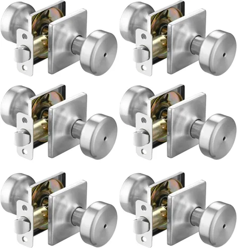 Miniatura 28 de Paquete de 6 pomos de puerta negros con roseta cuadrada, pomos de puerta Pismo con cerradura, manijas de puerta de privacidad interior para baño