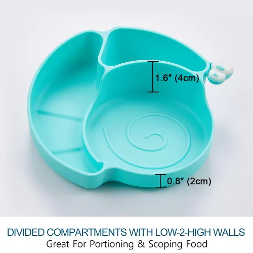 Miniatura 3 de Matyz Platos de succión de silicona para bebés con succión (azul) - Platos divididos para niños antideslizantes - Platos 100% silicona de grado