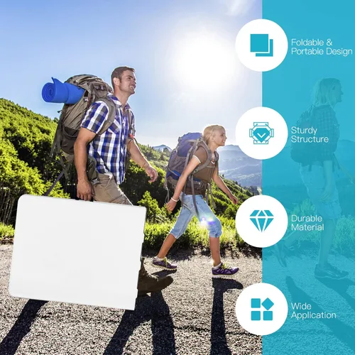 Miniatura 6 de GYMAX Mesas plegables de 6 pies, mesa de campamento portátil ligera con asa de transporte, fácil de plegar para interiores y exteriores, mesa