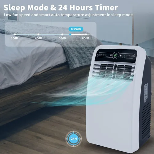 Miniatura 7 de Shinco 8,000 BTU aire acondicionado portátil con función de deshumidificador incorporada, modo ventilador, unidad de CA silenciosa que enfría