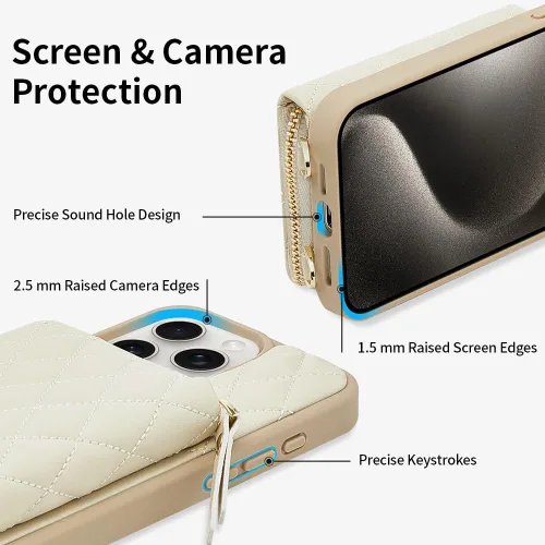 Miniatura 8 de LAMEEKU Diseñada para iPhone 14 Pro Max, funda RFID a prueba de golpes con cadena cruzada para mujer, compatible con iPhone 14 Pro Max, 6.7 Negro