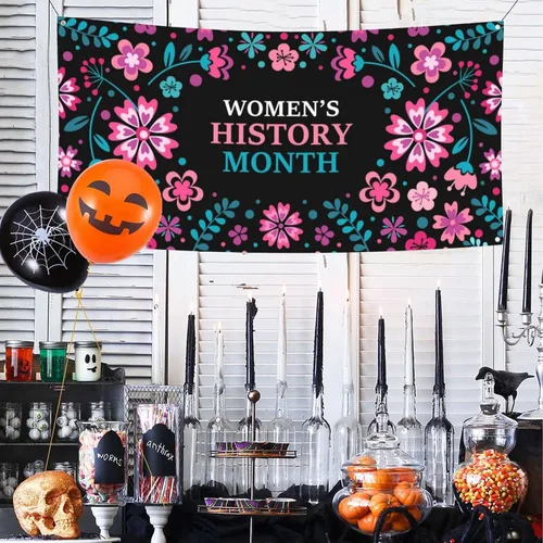 Miniatura 3 de Día de la Mujer Marzo es el Mes de la Historia de la Mujer Pancarta de 70 x 35 pulgadas Fondo de fotografía de fiesta de vacaciones