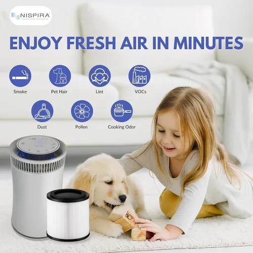 Miniatura 6 de Nispira kj150f-c02 - Filtro de repuesto para purificador de aire SilverOnyx de 5 velocidades modelo 8541832765 con ionizador 4 en 1 True HEPA UVC