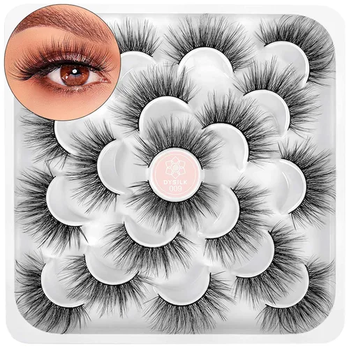 Miniatura 15 de DYSILK - 10 pares de pestañas de visón 6D, pestañas postizas dramáticas de volumen grueso pestañas postizas naturales suaves extensión maquillaje