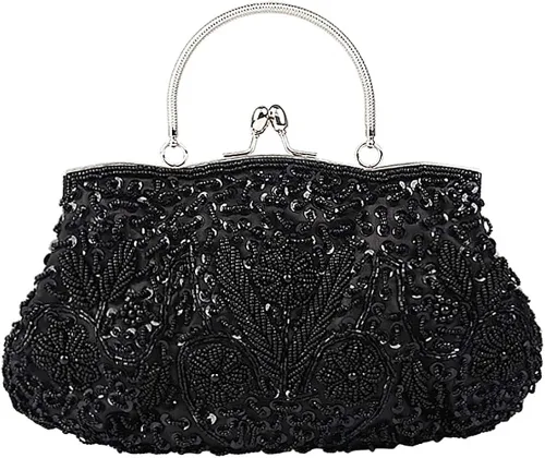 Bolso de noche para mujer bolso de mano grande bolso de mano para mujer bolso de fiesta boda bolso para mujer negro M