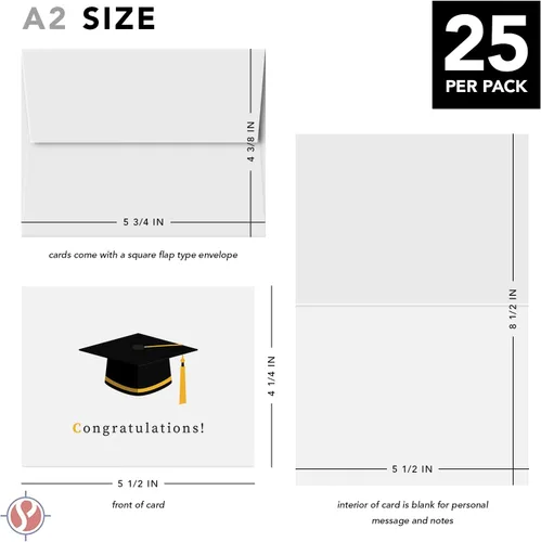 Miniatura 6 de Tarjetas de felicitación y sobres de graduación – Graduados de clase 2026, agradecimiento, felicitaciones de celebración, saludos plegables