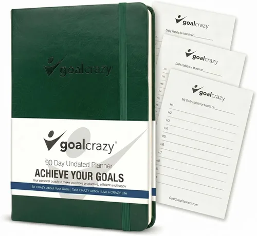 Miniatura 11 de Goal Crazy Agenda diaria sin fecha para lograr tus objetivos, diario guiado de 90 días y organizador de productividad con establecimiento de Marrón