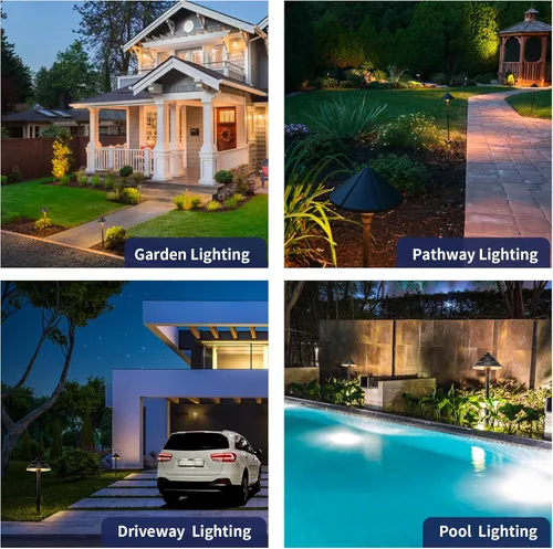 Miniatura 4 de Gardenreet Luces de camino de bajo voltaje de latón, luces LED de camino de paisaje, luces de patio al aire libre impermeables IP65, 12 V con cable