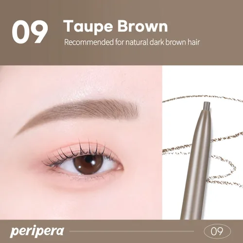 Miniatura 5 de PERIPERA Speedy Skinny Brow (09 Taupe Brown), lápiz de cejas preciso de 1.5mm, tonos de punta fina de doble cara, define y rellena maquillaje de 09