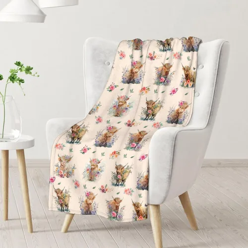Miniatura 2 de Mercuryelf Highland Cow - Manta suave, mullida y cálida, 30 x 40 pulgadas, manta pequeña para regazo y cuna, color beige, bonito regalo para bebé