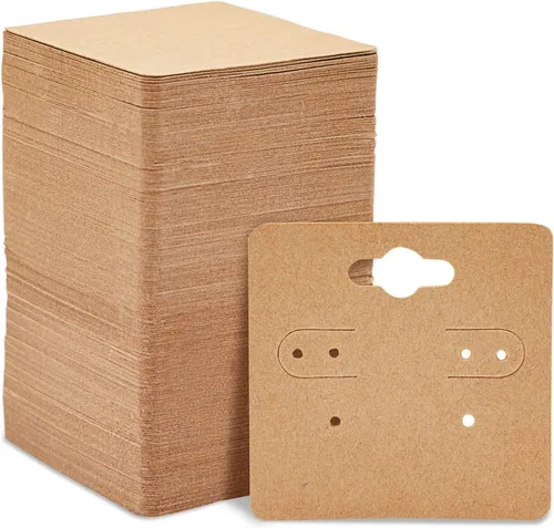 Juvale Tarjetas de pendientes para vender joyas, etiquetas de papel kraft para joyería, tarjetas de exhibición de aretes, agujeros precortados para