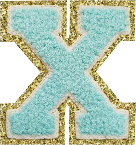 Miniatura 115 de SPRT - Parches de letras de chenilla universitaria con purpurina, parche de letras blancas para planchar con letras del alfabeto para disfraz